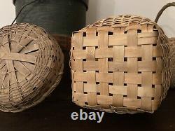 EARLY 20TH C NATIVE AMERICAN SWEET GRASS BASKET With Lid Eastern Woodlands Tribe