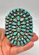 Early 3.5 Zuni Sterling Silver Petit Point Turquoise Cluster Cuff Bracelet 109g