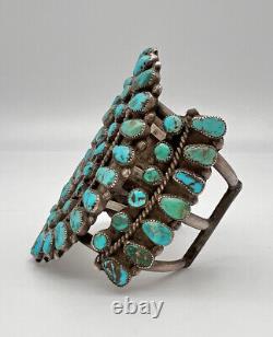 EARLY 3.5 Zuni Sterling Silver Petit Point Turquoise Cluster Cuff Bracelet 109g