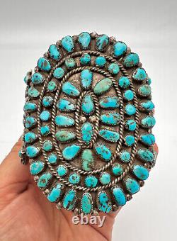 EARLY 3.5 Zuni Sterling Silver Petit Point Turquoise Cluster Cuff Bracelet 109g