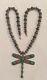 Early Antique Navajo Dragonfly Turquoise Pendant Silver Bead Necklace
