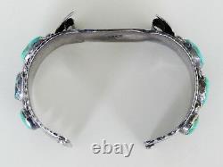 EARLY Antique Native American Sterling Silver Boulder Turquoise Watch Bracelet