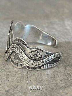 EARLY FRED HARVEY ERA Navajo WHIRLING LOG RATTLESNAKE Sterling Silver Bracelet