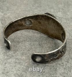 EARLY FRED HARVEY Navajo Turquoise RATTLESNAKE WHIRLING LOG Silver bracelet 47+g