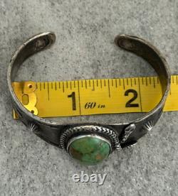 EARLY FRED HARVEY Navajo Turquoise RATTLESNAKE WHIRLING LOG Silver bracelet 47+g