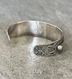 EARLY FRED HARVEY Navajo WHIRLING LOG EAGLE FEATHERS Turquoise Sterling Bracelet