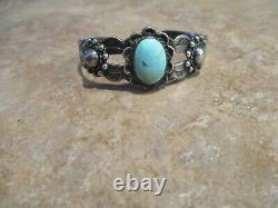 EARLY Fred Harvey Era Navajo INDIAN HANDMADE Silver Turquoise Concho Bracelet