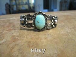 EARLY Fred Harvey Era Navajo INDIAN HANDMADE Silver Turquoise Concho Bracelet