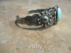 EARLY Fred Harvey Era Navajo INDIAN HANDMADE Silver Turquoise Concho Bracelet