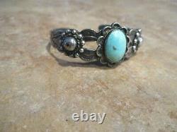 EARLY Fred Harvey Era Navajo INDIAN HANDMADE Silver Turquoise Concho Bracelet