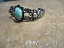 EARLY Fred Harvey Era Navajo INDIAN HANDMADE Silver Turquoise Concho Bracelet