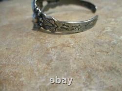 EARLY Fred Harvey Era Navajo INDIAN HANDMADE Silver Turquoise Concho Bracelet