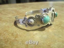 EARLY Fred Harvey Era Silver Turquoise Applied THUNDERBIRD WHIRLING LOG Bracelet