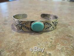EARLY Fred Harvey NAVAJO Sterling Silver Turquoise APPLIED THUNDERBIRD Bracelet