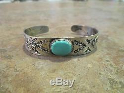 EARLY Fred Harvey NAVAJO Sterling Silver Turquoise APPLIED THUNDERBIRD Bracelet