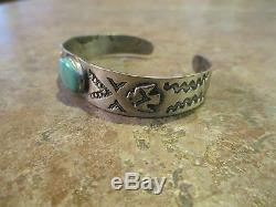 EARLY Fred Harvey NAVAJO Sterling Silver Turquoise APPLIED THUNDERBIRD Bracelet