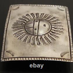 EARLY HOPI NAVAJO COIN SILVER BELT BUCKLE With REMOVABLE BEADED SLEEVE 369 GRAMS