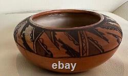 EARLY HOPI TEWA HANO VILLAGE Sikyatki Revival Bowl with Hopi Villages Sticker