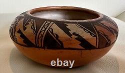 EARLY HOPI TEWA HANO VILLAGE Sikyatki Revival Bowl with Hopi Villages Sticker