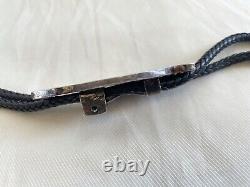 EARLY NA 1940s OLD PAWN NAVAJO STERLING SILVER JET ONXY MOP PENGUINE BOLO TIE