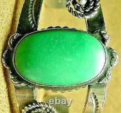 EARLY NAVAJO FRED HARVEY ERA STERLING SILVER TURQUOISE CUFF BRACELET with SNAKES