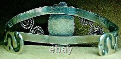 EARLY NAVAJO FRED HARVEY ERA STERLING SILVER TURQUOISE CUFF BRACELET with SNAKES