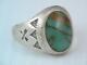Early Native American Indian Bell Sterling Turquoise Ring Signed