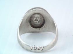 EARLY Native American Indian BELL STERLING TURQUOISE RING SIGNED