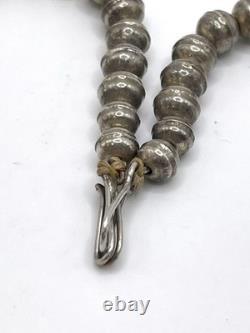 EARLY Native American Isleta Pueblo Sterling Cross Necklace Navajo Sinew Beads