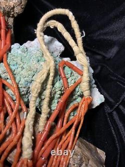 EARLY! Rare, Santo Domingo 9-Strand Red Coral Necklace & Turquoise Jacla, 135.5g