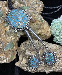 EARLY, Rare Zuni Lambert Homer, Sr. Sterling Silver & Turquoise Turtle Bolo