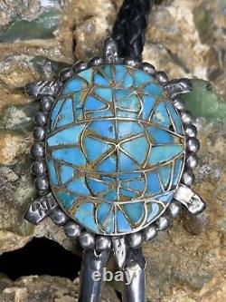 EARLY, Rare Zuni Lambert Homer, Sr. Sterling Silver & Turquoise Turtle Bolo