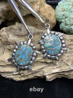 EARLY, Rare Zuni Lambert Homer, Sr. Sterling Silver & Turquoise Turtle Bolo