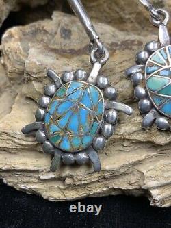 EARLY, Rare Zuni Lambert Homer, Sr. Sterling Silver & Turquoise Turtle Bolo