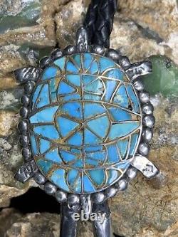 EARLY, Rare Zuni Lambert Homer, Sr. Sterling Silver & Turquoise Turtle Bolo