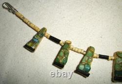 EARLY SANTO DOMINGO PUEBLO TURQUOISE THUNDERBIRD SQUASH BLOSSOM NECKLACE vafo