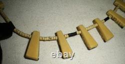 EARLY SANTO DOMINGO PUEBLO TURQUOISE THUNDERBIRD SQUASH BLOSSOM NECKLACE vafo