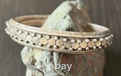 EARLY SOUTHWESTERN CUFF BRACELET silver hand stamping raindrops Navajo 6 1/4