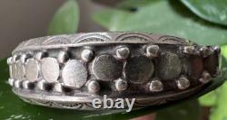EARLY SOUTHWESTERN CUFF BRACELET silver hand stamping raindrops Navajo 6 1/4
