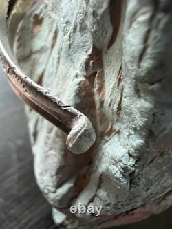 EARLY SOUTHWESTERN CUFF BRACELET silver hand stamping raindrops Navajo 6 1/4