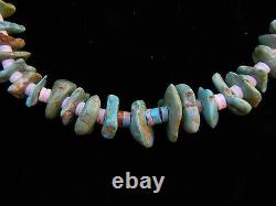 EARLY Santo Domingo Turquoise Nugget & White Heishi Bead SQUAW Necklace