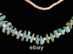 EARLY Santo Domingo Turquoise Nugget & White Heishi Bead SQUAW Necklace