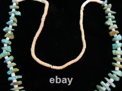 EARLY Santo Domingo Turquoise Nugget & White Heishi Bead SQUAW Necklace