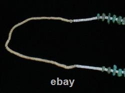 EARLY Santo Domingo Turquoise Nugget & White Heishi Bead SQUAW Necklace