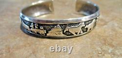 EARLY! TOMMY SINGER (d.) Navajo Sterling HORSES / BUFFALO / BUTTES Bracelet