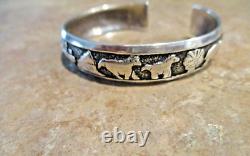 EARLY! TOMMY SINGER (d.) Navajo Sterling HORSES / BUFFALO / BUTTES Bracelet