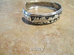 EARLY! TOMMY SINGER (d.) Navajo Sterling HORSES / BUFFALO / BUTTES Bracelet