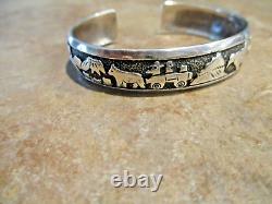 EARLY! TOMMY SINGER (d.) Navajo Sterling HORSES / BUFFALO / BUTTES Bracelet