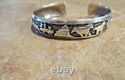 EARLY! TOMMY SINGER (d.) Navajo Sterling HORSES / BUFFALO / BUTTES Bracelet