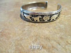 EARLY! TOMMY SINGER (d.) Navajo Sterling HORSES / BUFFALO / BUTTES Bracelet